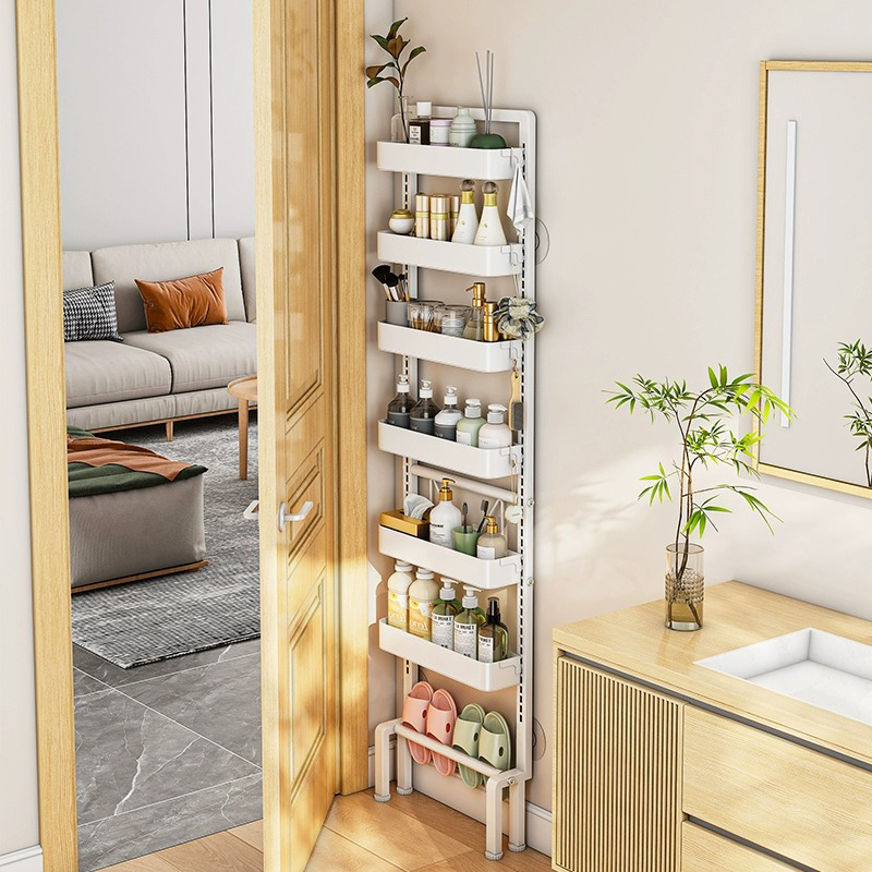 Bathroom Door Rear Storage Rack Floor-Standing Multi-Layer Punch-Free Kitchen Bathroom Entry Storage