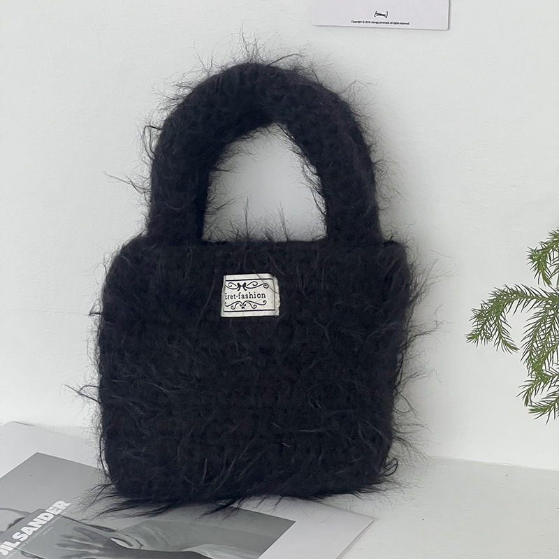 Bolsa de mano de damas otoño-invierno versátil retro suave lana hecha a mano tejida bolsa de muñeca bolsa de hombro
