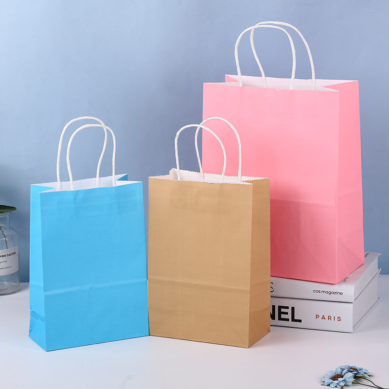 Bolsa de papel Kraft impresión LOGO regalo ropa para llevar hornear leche té envasado de alimentos bolsa de papel portátil