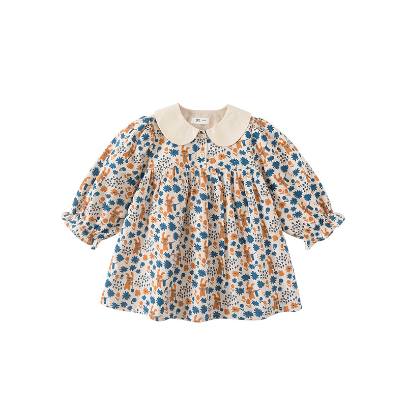 Modelo M Welfare, Vestido de Niña para Primavera y Otoño, No se Devuelve, Vestido Floral Infantil, Vestido de Niña de Manga Larga para Otoño, Ropa Infantil en Liquidación