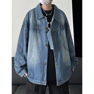 Men's Denim Jacket Spring and Autumn Trendy Hong Kong Style Ins Loose Versatile Top Korean Version Hip-Hop Workwear Jacket Trendy