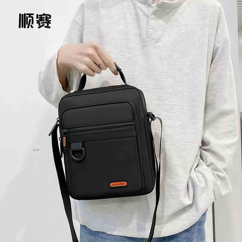 Men's trend shoulder bag, nylon one-shoulder bag, handheld hand loop bag, autumn, trend of season