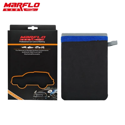 Mafu Lao Blue Grinding Mud Gloves, Fly Paint Iron Powder Oxide Layer Magic Mud Gloves, Beauty Clay Car Wash Cloth for Decontamination (Təmizləyici gel) - blue-magic-mud-gloves-carton-packaging