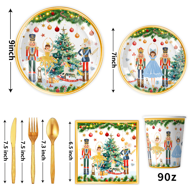 新しいクリスマステーマのパーティー用品白くるみ割り人形食器パーティー雰囲気レイアウト小道具バナーテーブルクロス|undefined