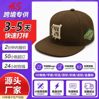 [定制]跨境复古3D刺绣平沿棒球帽硬顶街舞嘻哈帽支持小批量定制