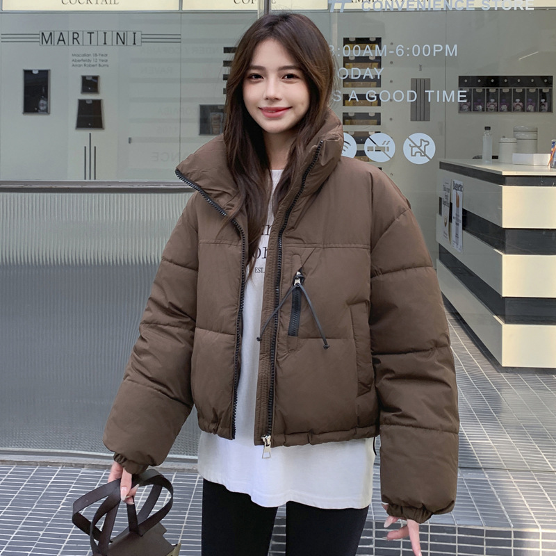 Capa de algodón de pluma corta de invierno de mujeres inins coreano engrosado vestido de pan de diseño sensación de nicho abrigo de algodón de moda