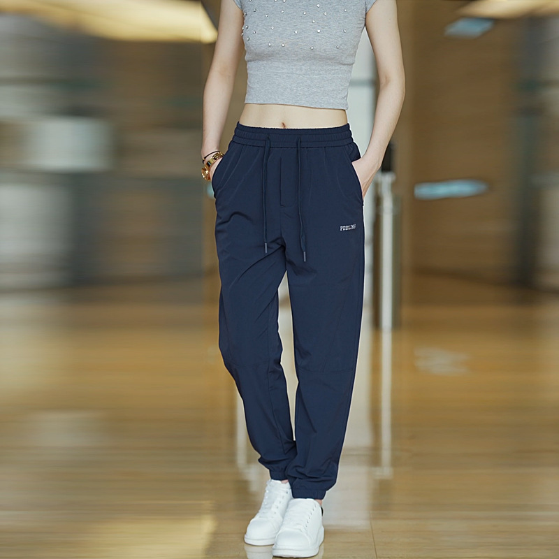 2024 Summer New Ice Silk Casual Pants Men's Trendy Brand Fashionable Sports Korean-style All-match Solid Color Breathable Casual Pants for Men