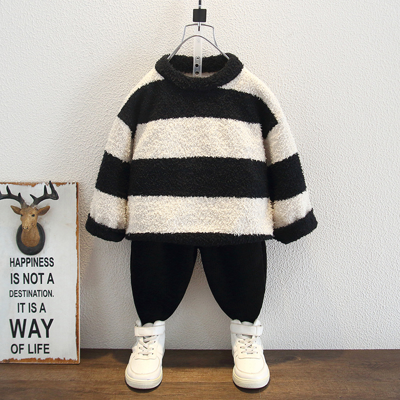 6479 Ropa para niños Suéter de otoño e invierno para niños 2025 Nuevo suéter casual para niños de punto a rayas para bebés