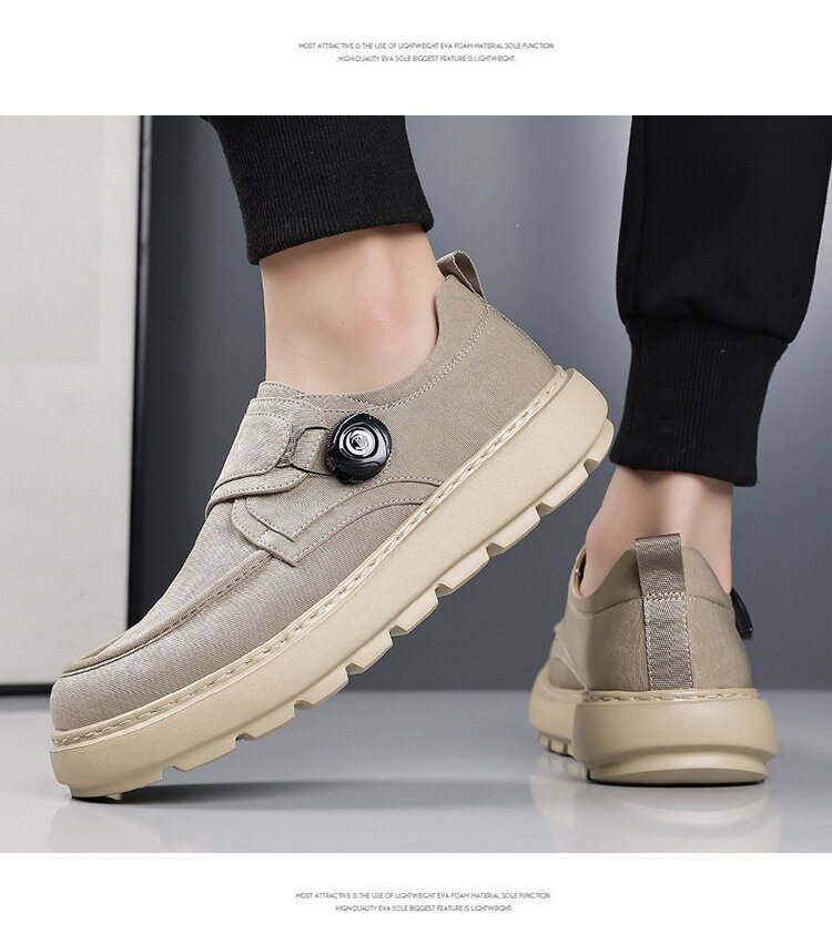 Giày thể thao nam sneaker lưới thoáng khí khóa xoay đế dày — Màu kaki, màu xám, màu đen chi tiết 22
