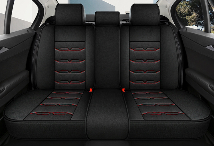 Linen Car Seat Cushion All-Inclusive Cartoon Seat Cover Four-Season Universal Car Cushion Seat Cover Small Car Seat Cushion