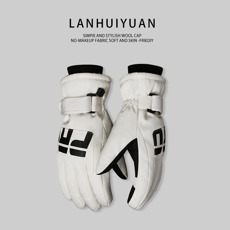 Guantes de esquí al por mayor para hombres a prueba de frío y anticongelante de invierno más engrosamiento de terciopelo para jugar con guantes de ciclismo en la nieve Pantalla táctil de esquí para mujeres