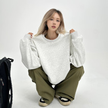 重磅纯色加绒加厚oversize卫衣男女款情侣装2024新款秋冬套头圆领