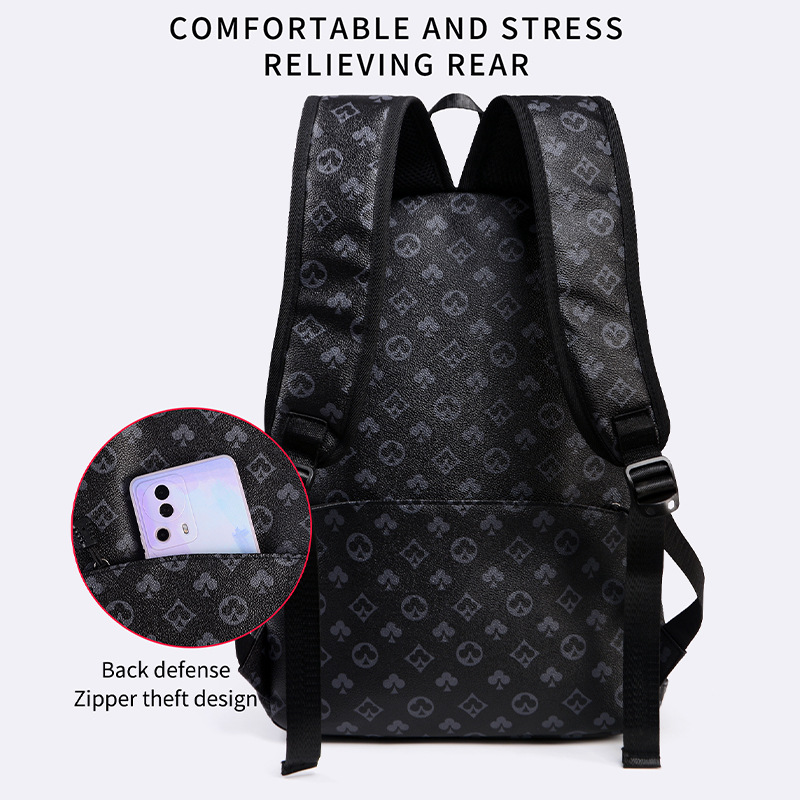 Designer Letter Print Backpack Vintage Men's Rucksack Schoolbag_voghion.com