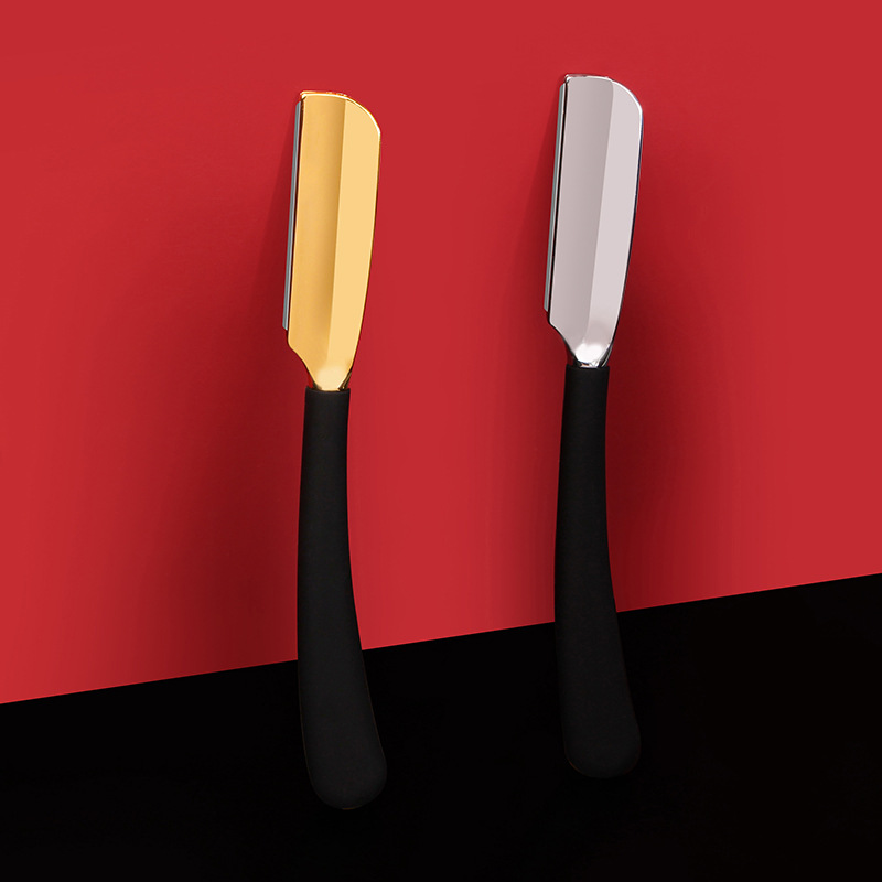 Grensoverschrijdend handgereedschap voor mannen met rechte handgreep, kappersscheermes, gezichts- en wenkbrauwtrimmer, scheermeshouder_voghion.com