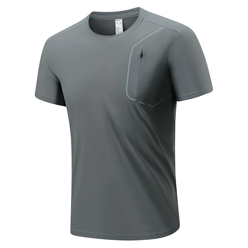 Новая спортивная футболка мужской летний ледяной шелк с короткими рукавами свободный большой размер бег фитнес быстрый высыхание тонкая футболка