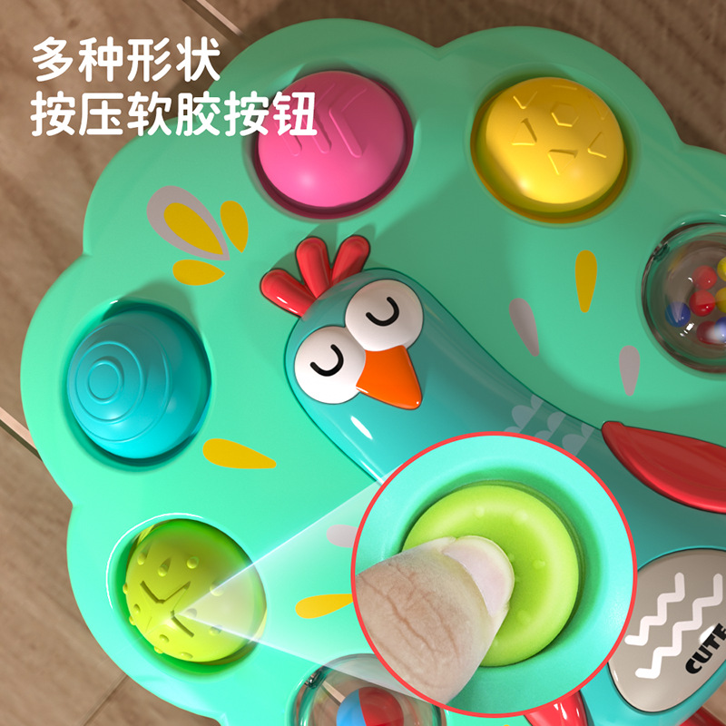 Juguetes para bebés y niños, burbujas de presión de pavo real, bolas de tablero de agarre de mano, juguetes de presión de entrenamiento de dedos de rompecabezas para bebés