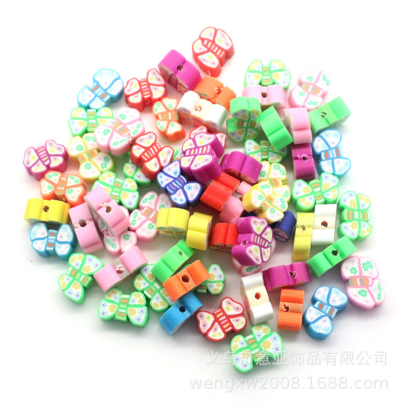 Cuentas de cerámica suave DIY, caras sonrientes, sueltas para pulseras y collares