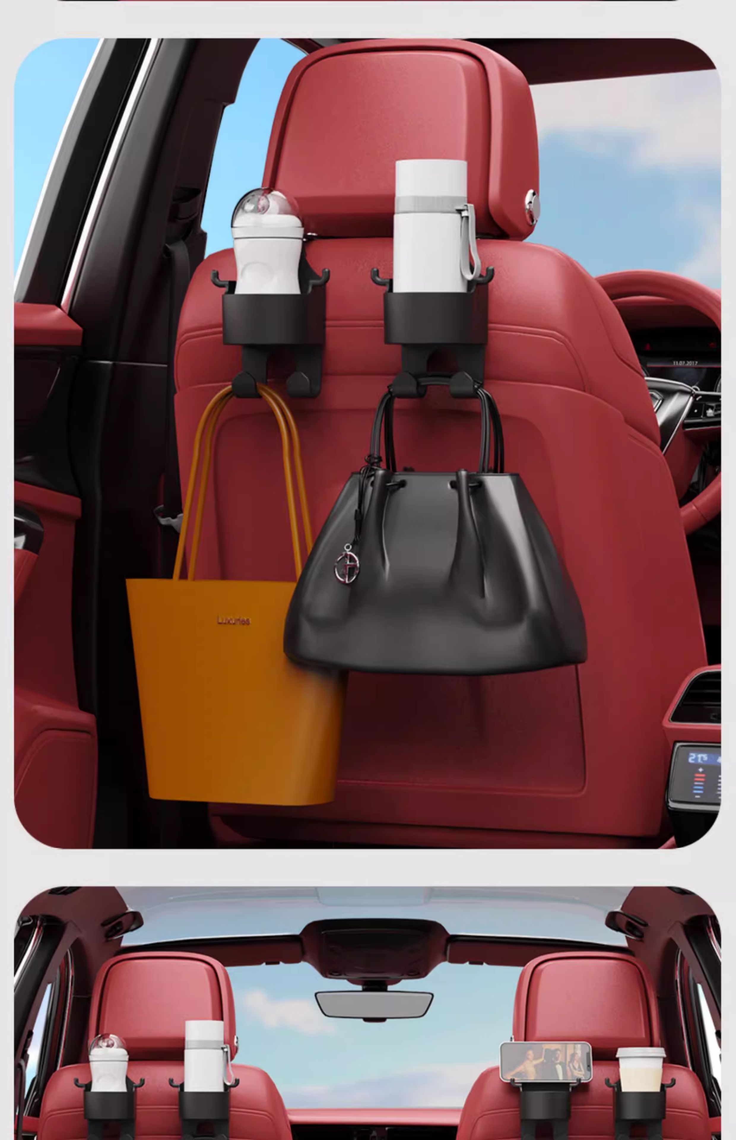 Car hook storage box, seat back drink cup holder, rear storage car cup holder, car interior accessories