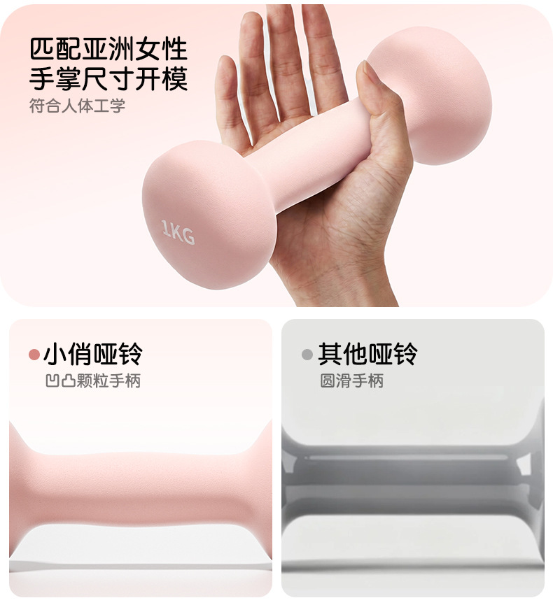 Solide Gusseisen Hantel mit Kunststoffbeschichtung Damen- und Herren-Fitness-Hanteln Heimtraining Set ein Paar 2 kg