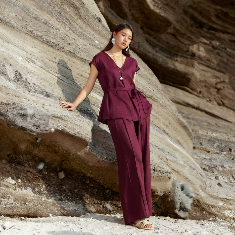 [Время левого берега] Невероятно элегантный костюм из 100% льна, стройный и красивый, плюс размер, летний новый стиль.