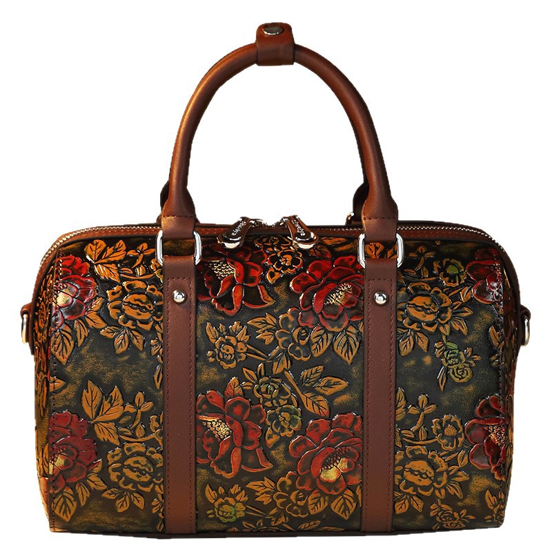 New Large Capacity Retro Embossed Handbag For Middle-Aged Mothers Stylish Elegant Versatile Shoulder Bag Women's Luggage_voghion.com