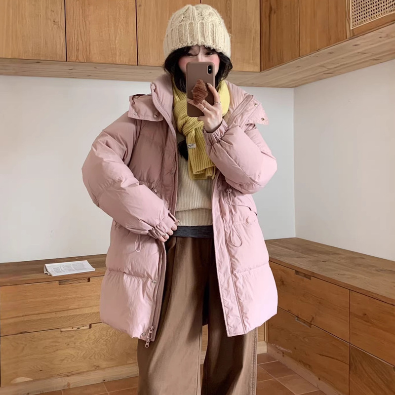 2025 New Style Waist-Cinching down Jacket for Women, Winter Mid-Length Sweet and Cute Korean Style Slimming Hooded White Duck down Coat 2025 New Style Waist-Cinching down Jacket for Women, Winter Mid-Length Sweet and Cute Korean Style Slimming Hooded White Duck down Coat
