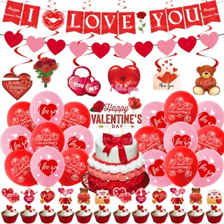 情人节派对装饰 Valentine's Day西方情人节横幅拉旗插牌气球套装