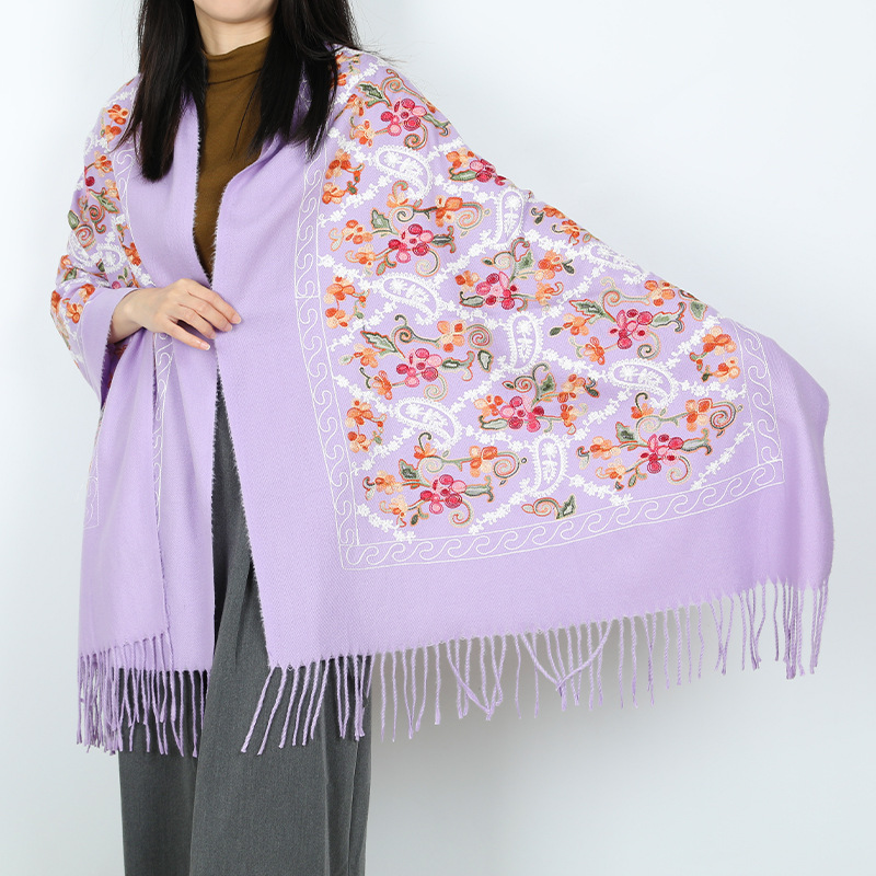 2024 nuevo invierno estilo nacional de invierno bufandas de cachemira flor de caju decoración cálida