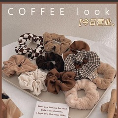 Autumn and winter plush large intestine ring cross-border European and American fat intestine head rope simple woolen hair ring bow rubber band hair accessories for women