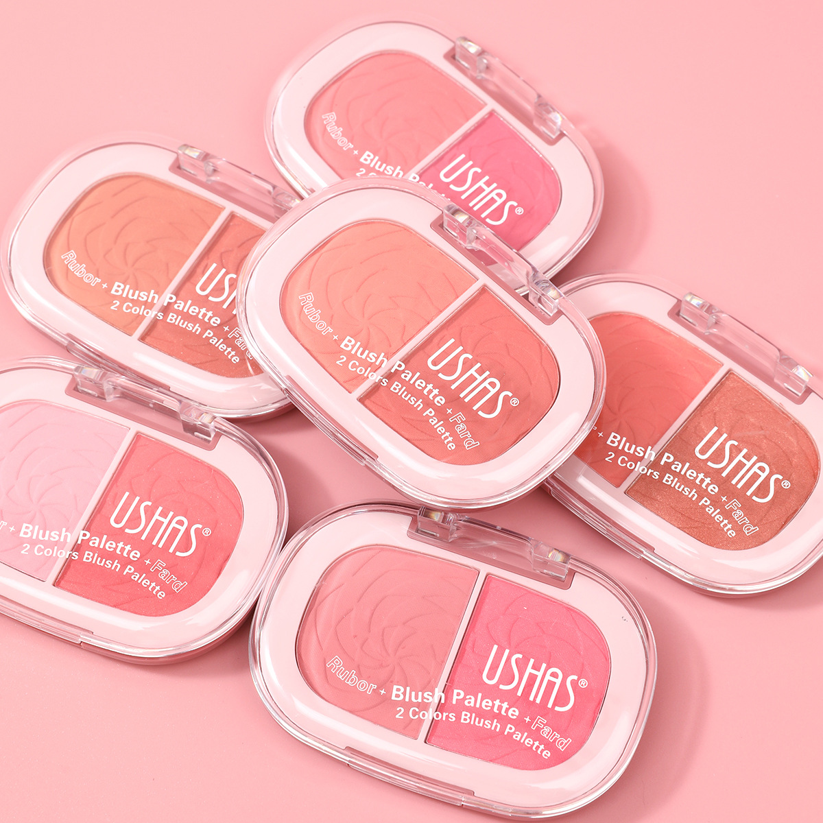 USHAS European and American Cross-border spot 2 Gongge Rubor en polvo en polvo, ligero y delicado, efecto de maquillaje natural UF099B