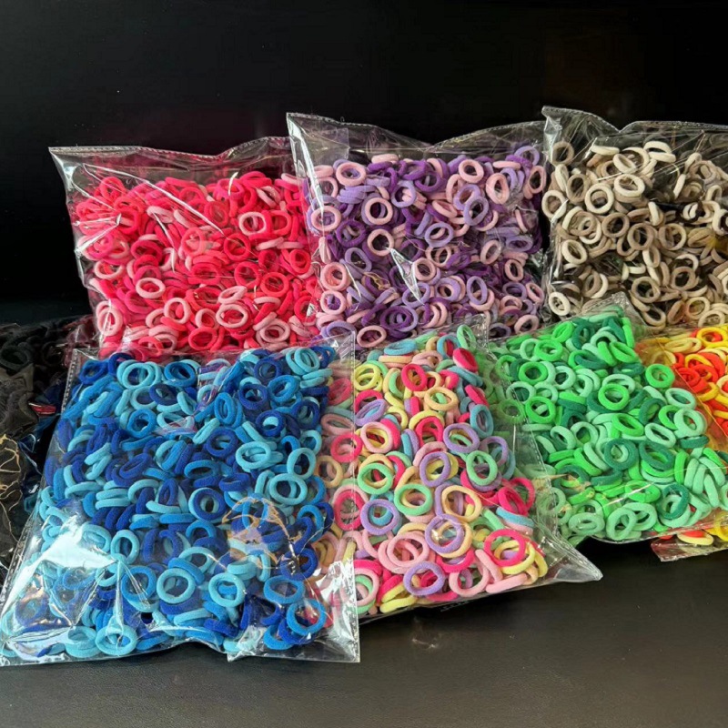 500 Packs Seamless Towel Ring Children's Rubber Band Baby Hair Band Does Not Harm Hair Rope Thumb Ring Girls' Head Rope
