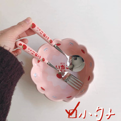 Ins風攪拌漫画スプーンケーキフォーククリスマス模造磁器ステンレススプーンコーヒースプーン食器セット