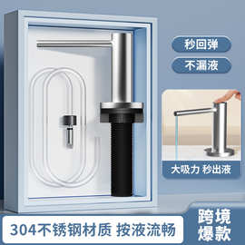 厨房不锈钢皂液器洗菜池洗涤剂按压器带延长管水槽用洗洁精压取器