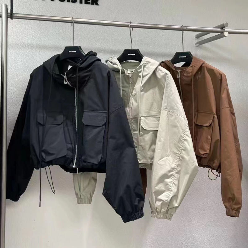 European Autumn Niche Loose Harajuku BF Jacket Top Hooded Pocket Cargo Jacket Women's Short Trendy Small European Autumn Niche Loose Harajuku BF Jacket Top Hooded Pocket Cargo Jacket Women's Short Trendy Small