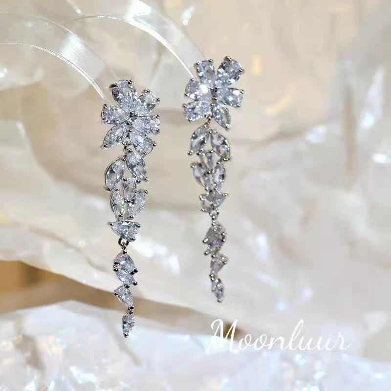 Ear clips with tassels, earrings, high-end
