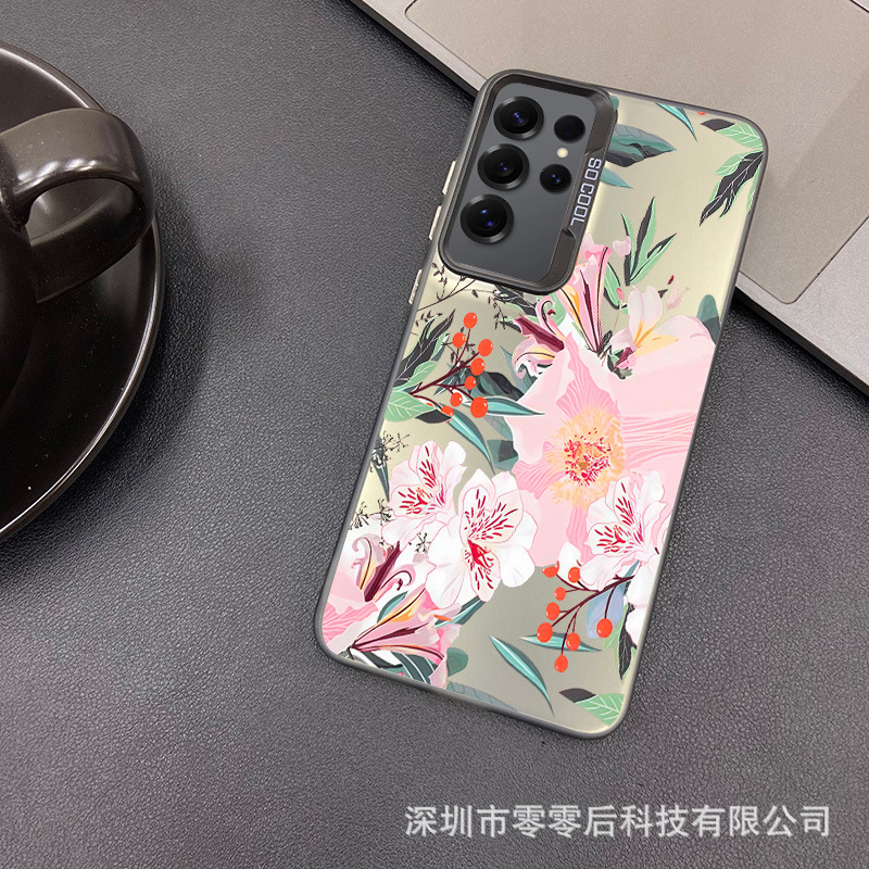 牡丹适用三星彩银壳S24/S25ULTRA蝴蝶结GalaxyS23/NOTE20手机壳