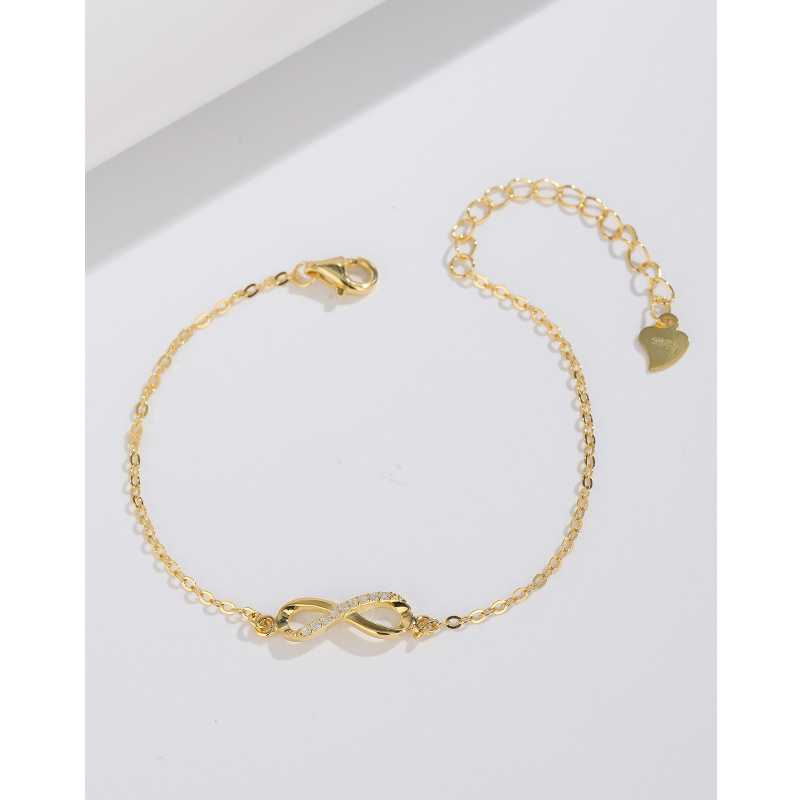 S925 plata esterlina Bucle infinito pulsera de 8 palabras hembra verano fresco dulce transfronterizo moda europea y americana pulsera de novias a juego