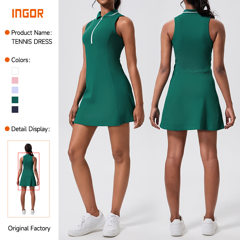 Cross-Border Tennis Skirt Fitness Running Short-Sleeved High-Waist Outdoor Badminton Golf Sports Skirt 48 Hours Delivery