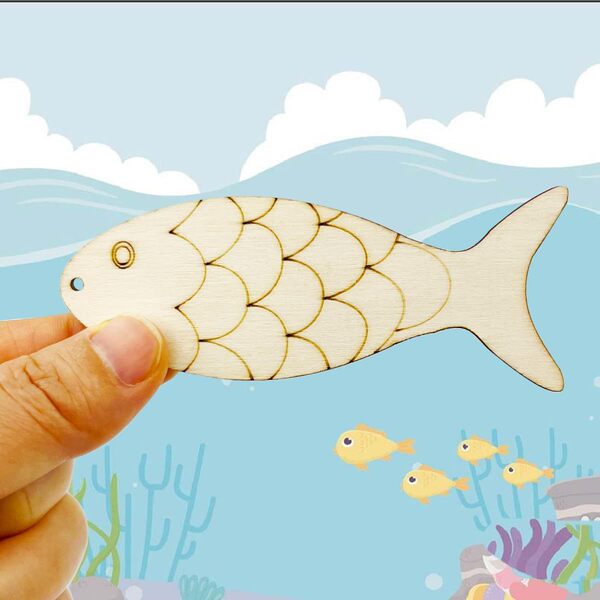 30 unfinished fish -shaped wood hollow fish and wood DIY crafts…