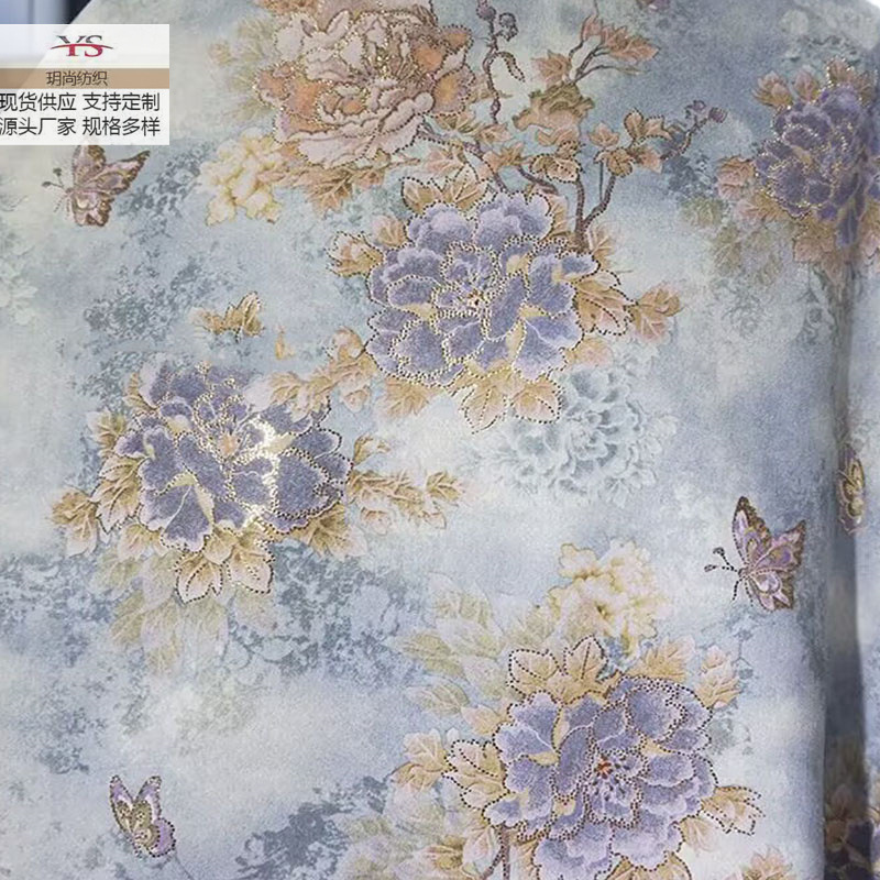 厂家直销 新款童装爆款国风烫金面料印花布料连衣裙春夏服装