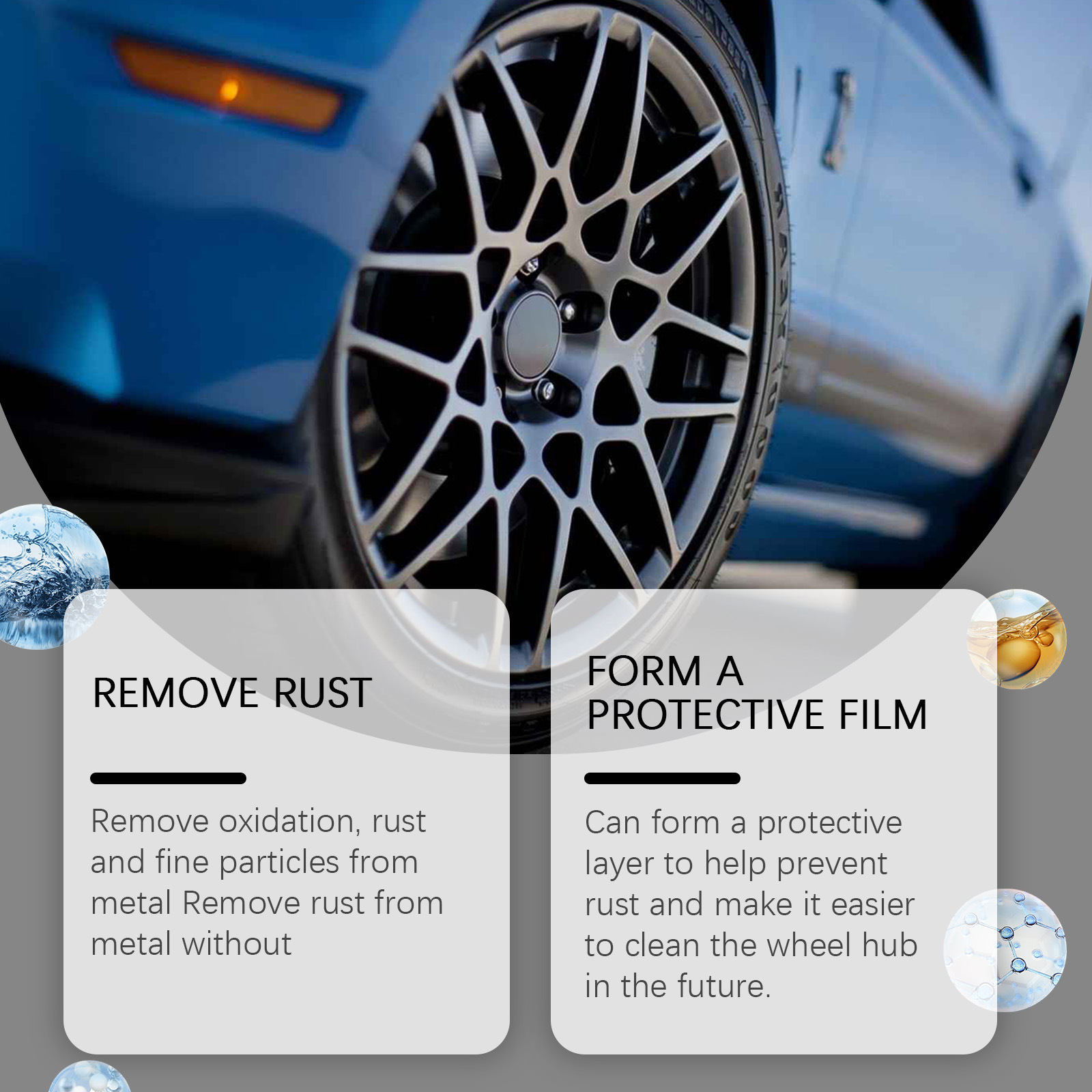 Rayhong Wheel Rust Removal Cleaning Spray Decontamination Polishing Maintenance Wheel Hub Car Wheel Cleaning Agent