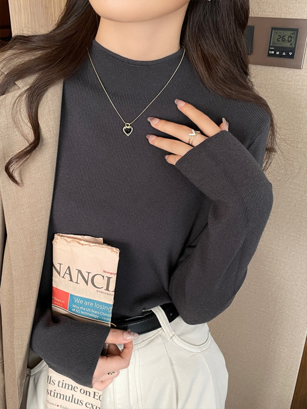 半高领针织打底衫女内搭2025秋季女装新款修身洋气毛衣长袖上衣|undefined
