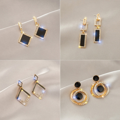 925 silver needle fashion earrings for women, Korean temperament earrings, long tassel earrings, European and American slimming geometric earrings