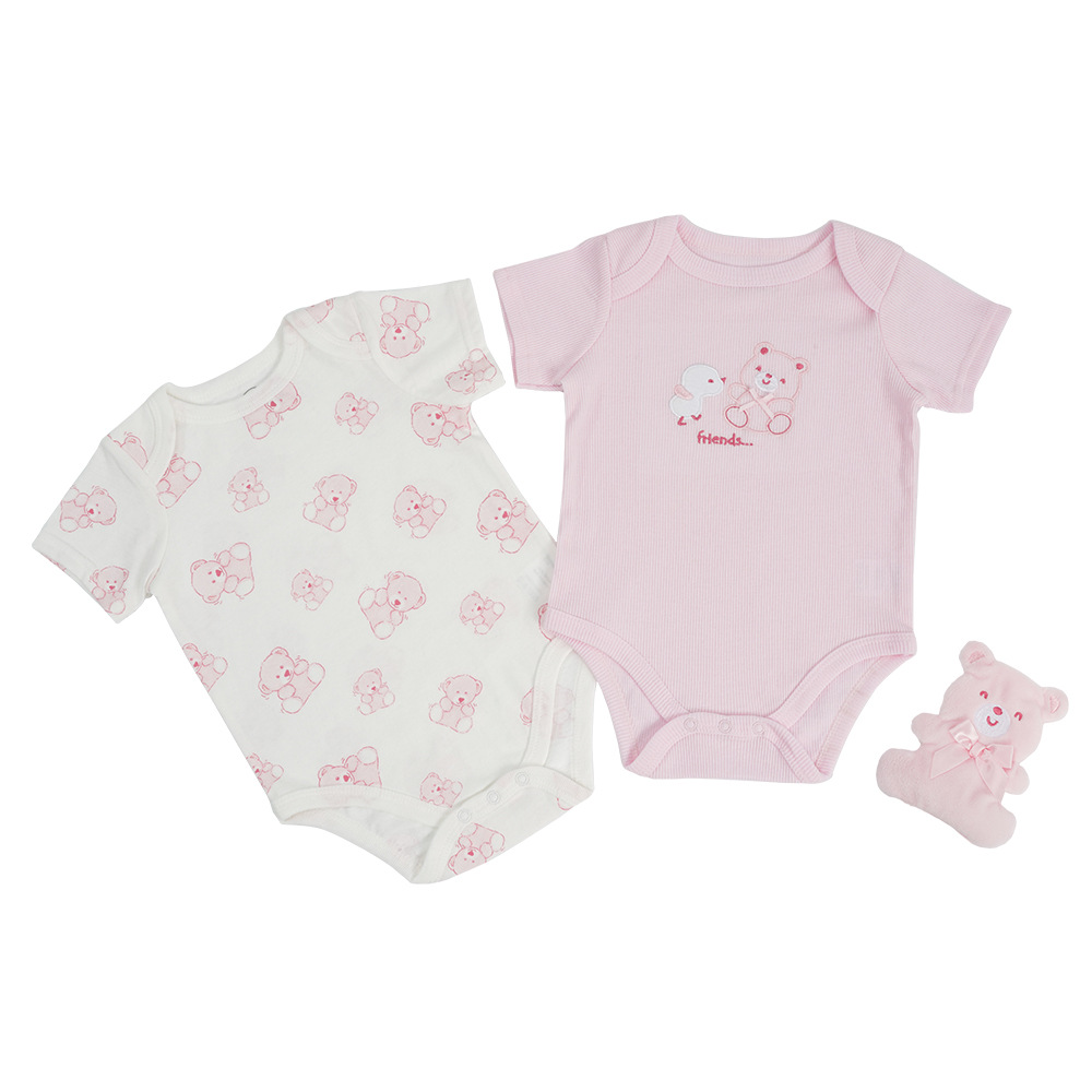 Conjunto de tres piezas de ropa para bebé recién nacido, ropa de dormir, juguetes de confort, pelele triangular para gatear, venta al por mayor transfronteriza 2025