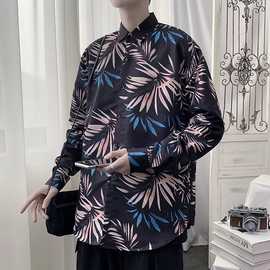 2022春季新款长袖衬衫男青春流行日系潮流宽松慵懒原宿打底上衣潮