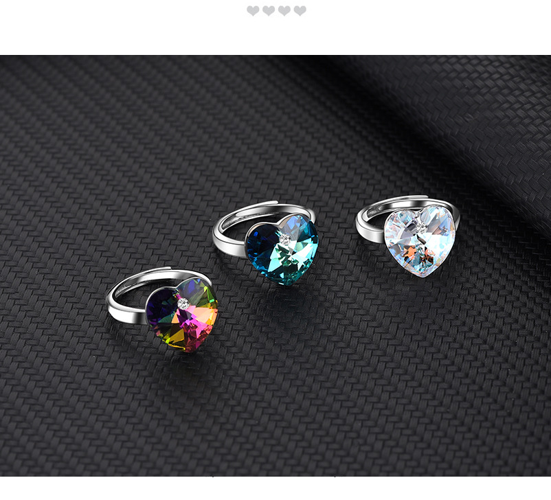 Fashion Heart Shape Sterling Silver Inlay Zircon Rings 1 Piece