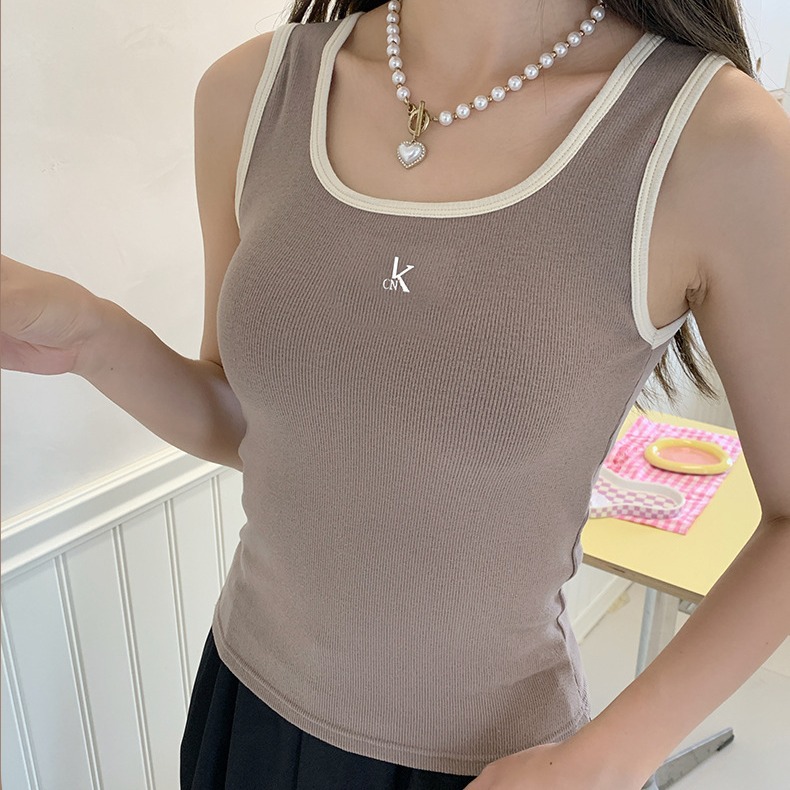 여성을 위한 새로운 가을 겨울 스퀘어 칼라 보온 조끼, 내부에 작은 슬링이 있는 패셔너블하고 심플한 호주산 캐시미어 부드럽고 피부 친화적인 바닥