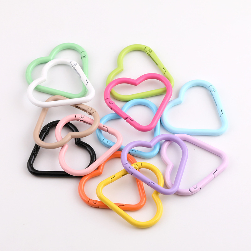 Colorful Painted Heart Spring Ring Carabiner DIY Handmade Homemade Luggage Buckle Key Ring Jewelry Material Accessories Colorful Painted Heart Spring Ring Carabiner DIY Handmade Homemade Luggage Buckle Key Ring Jewelry Material Accessories