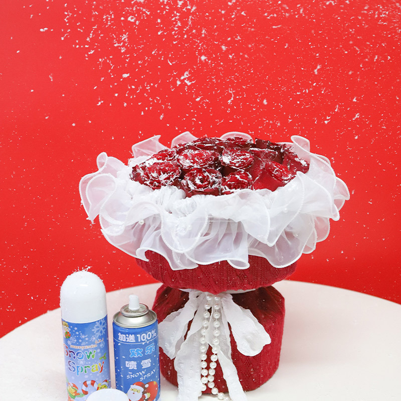 Ramo navideño con espuma de nieve artificial blanca, rosas de nieve en aerosol, árbol de dinero, nieve artificial de colores para decoración de escenas. image 10