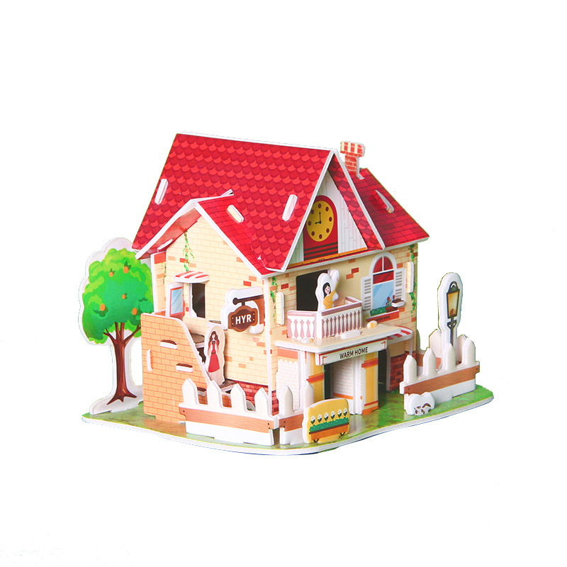 Rompecabezas transfronterizo nueva casa rompecabezas tridimensional papel niños hechos a mano modelo de bricolaje rompecabezas educación temprana juguetes para hombres y mujeres